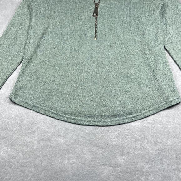 Soft Surroundings Sweater Womens Size Medium Green Sage 1/2 Zip Pullover - Picture 5 of 13